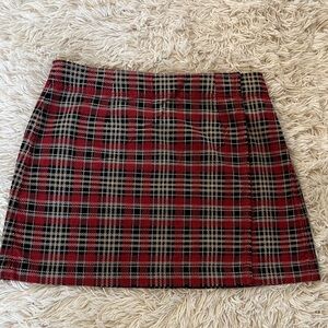 Plaid Mini Skirt in Red and Black